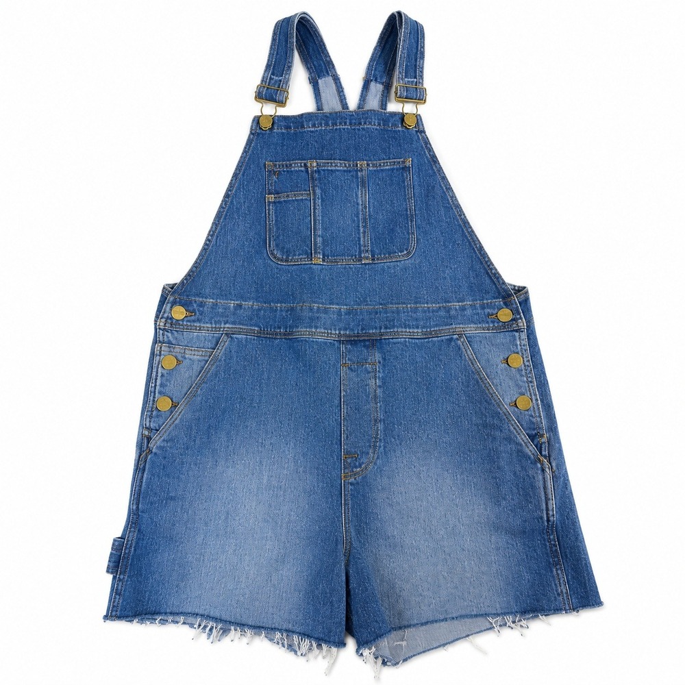 Frame Denim Shortalls – S Blue‎ Raw Hem Multi Pocket Bib